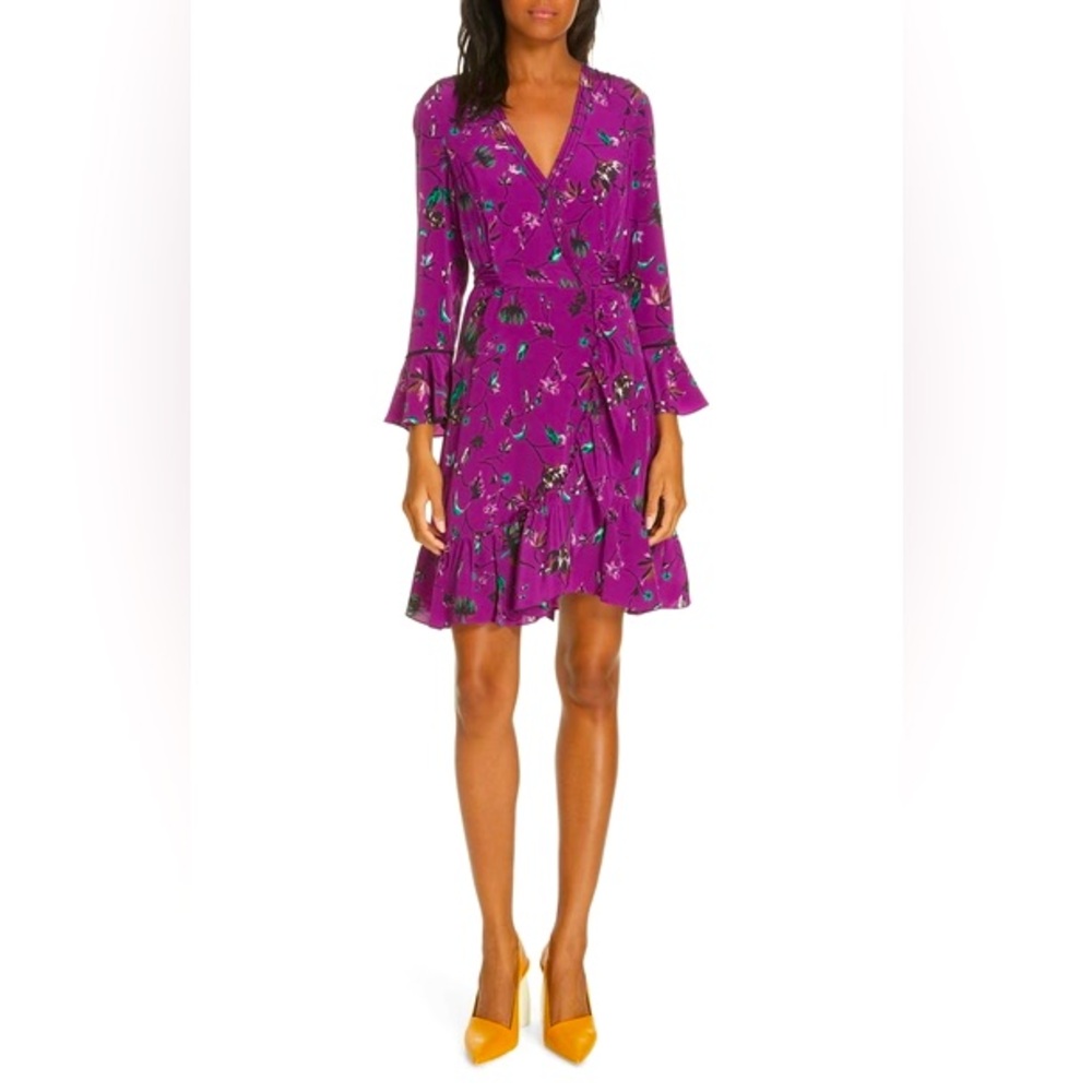 NWT ✨ Tanya Taylor Vines Print Faux Wrap Silk Dress